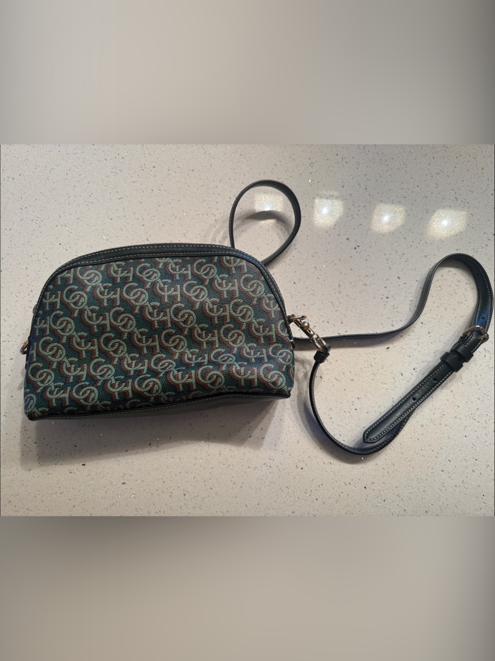 Coach Teal and Black Signature Crossbody Bag